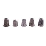 Six silver thimbles by Henry Griffiths and Sons, Birmingham and Chester, 1900 - 1926