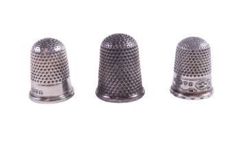 Three Edwardian silver thimbles by Charles Horner, Chester