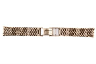 A 1970s 9 ct flexible bracelet watch strap, ends 18 mm, 15.5 cm - 16.5 cm, 44.4 g