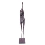 A late 20th Century bold, constructivist, welded sculpture depicting an elongated human figure in