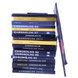 A large quantity of Breitling Chronolog watch year books and related publications