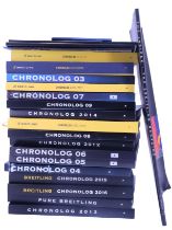 A large quantity of Breitling Chronolog watch year books and related publications
