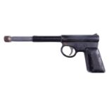 A vintage .177 caliber 'T J Harrington' Gat sprung barrel air pistol, marked 'TJH & Son'