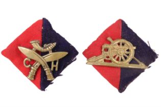 Second World War Royal Artillery and Gurkha rifles / artillery slouch hat pagri badges