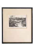 Ray Allen "Brig o' Balgownie", a study of the 13th Century Scottish bridge with a village and