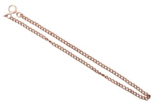 A 9 ct rose gold curb link chain, 42 cm, 21 g, (a/f)