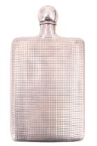 A 1960s Hans Jensen & Co white-metal hip-flask, bearing finely checkered decoration and having a