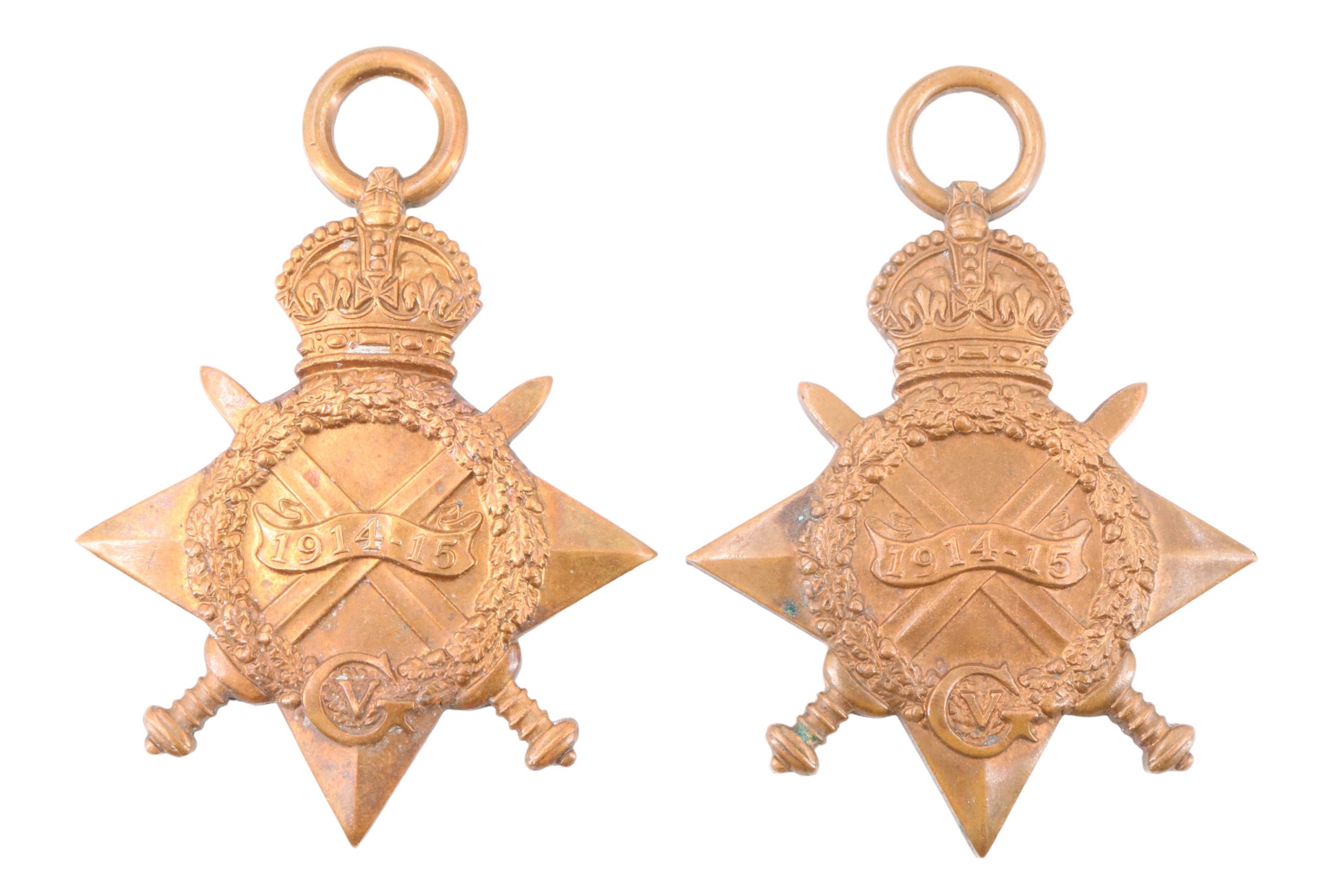 1914-15 Stars respectively to 257 Pte T Thornley, RAMC, and 4092 Spr C J Rogers, RE