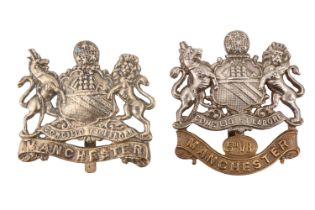 A 5th Volunteer Battalion Manchester Regiment cap badge together with a Manchester Regiment