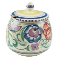 A Poole Pottery hand painted preserve jar, 11 cm tall