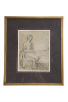 Attributed to Benjamin West PRA (1738 - 1820) A sketch study of a contemplative young woman sat arm