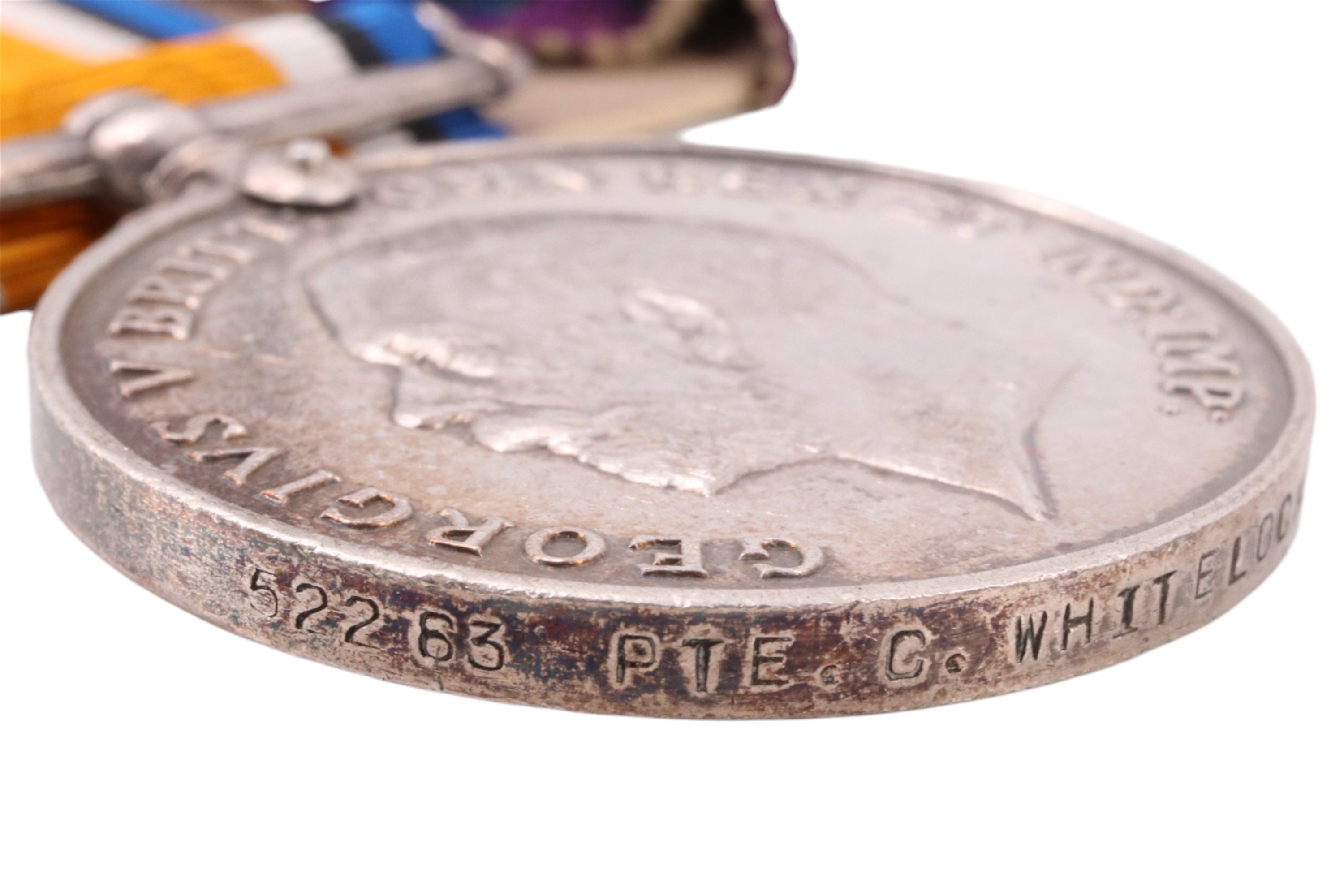 A British War and Allied Victory Medals to 52263 Pte G Whitelock, Durham Light Infantry - Image 3 of 4