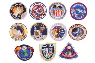 11 original period NASA Apollo space flight mission patches, 1960s / 1970s