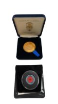 A 2016 "Remembrance Day Solid Silver Proof £1 Coloured Coin", by Jubilee Mint, together with a cased