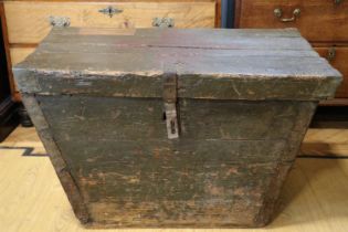 An Imperial Austro-Hungarian painted pine medical trunk, of tapering form with zinc corner