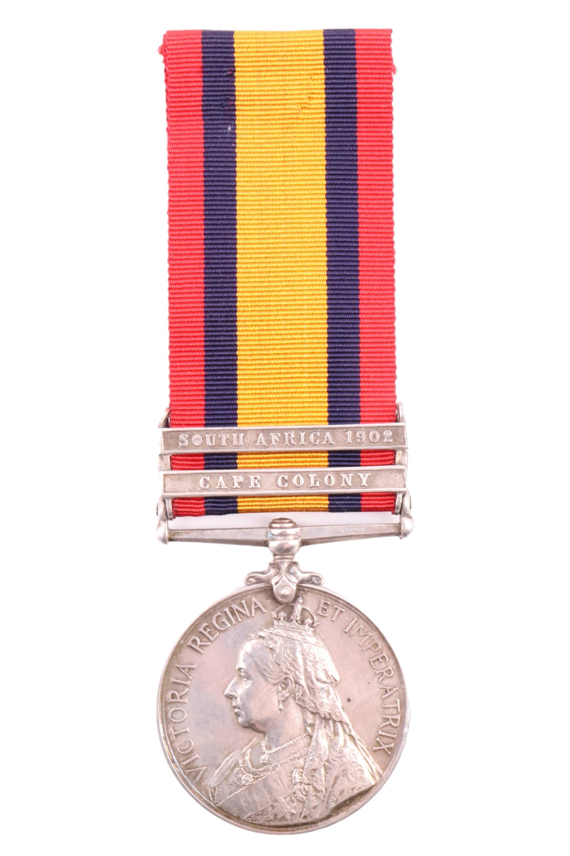 A Queen's South Africa Medal with two clasps to 6233 Pte G Myatt, Rl Warwick Regt, with research