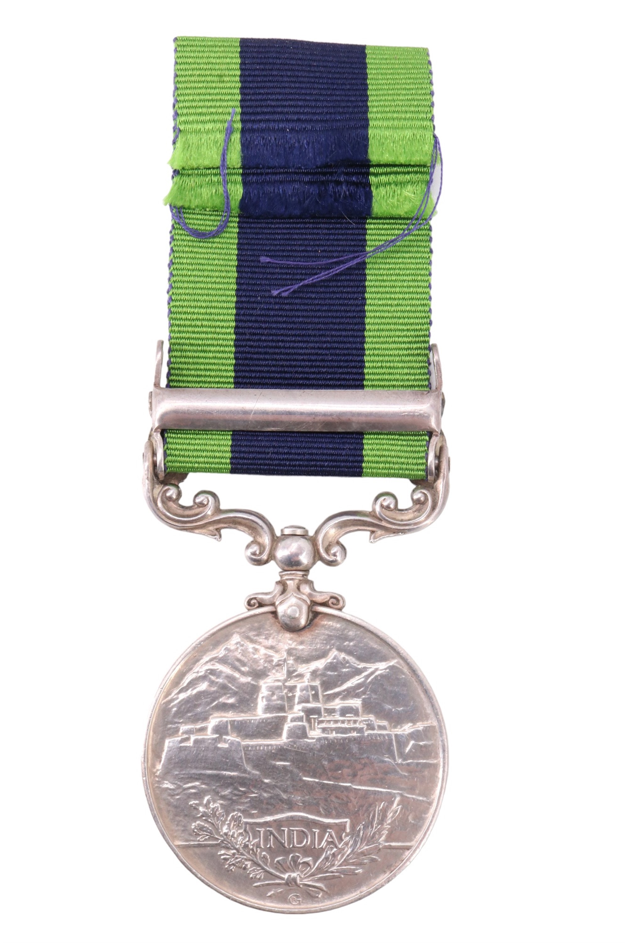 An India General Service Medal with Waziristan 1921-24 clasp to 3590549 Pte G Satterthwaite, - Image 2 of 4