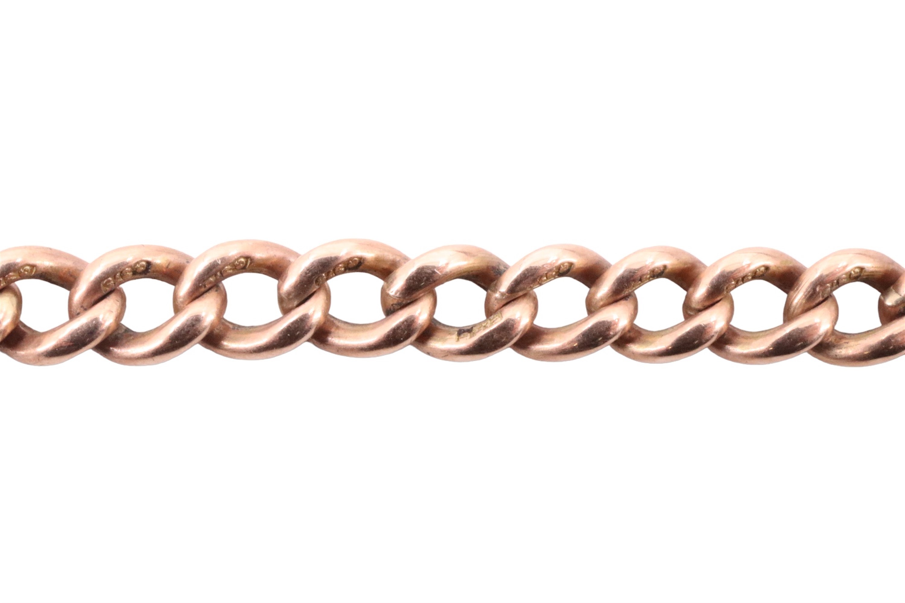 A 9 ct rose gold curb link chain, 42 cm, 21 g, (a/f) - Image 2 of 3