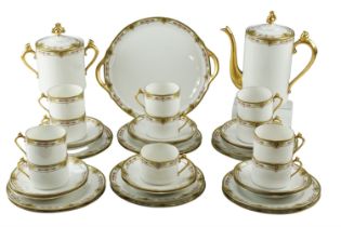 A Chabrol and Poirier Limoges porcelain coffee set, pattern number 428, comprising a pot and sucrier