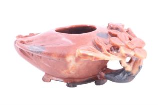 A carved soapstone oil lamp / burner, 10 x 5 cm