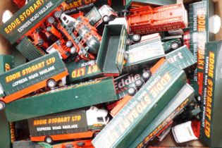 A large quantity of Corgi diecast model wagons in The Eddie Stobart Livery