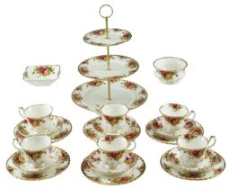 A Royal Albert Old Country Roses tea set and cake stand