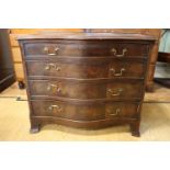 An old reproduction Georgian serpentine fronted mahogany chest of drawers, 93 x 48 x 78 cm
