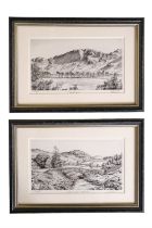 Watendlath Bridge and "Haystacks", a pair of detailed, monochrome Lake District scenes, limited