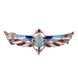 A late 19th / early 20th Century Egyptian Revival enamelled 800 standard white metal brooch in the