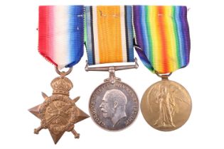 A 1914 Star, British War and Victory Medals to 6707 Pte S J Chandler, Bedfordshire Regiment