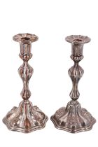 A pair of late Victorian electroplate candlesticks, 24 cm