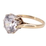 A goshenite solitaire ring, the colourless 3.5 carat beryl brilliant set in a Tiffany style crown