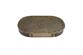 A Georgian brass two compartment pocket spice box, comprising two adorsed swing-out compartments,