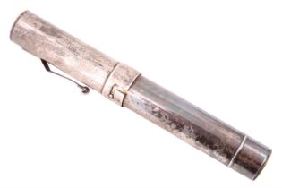 A physician's silver pen torch, having a bayonet connection, operated by pressing in the clip,