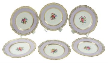 Six Spode floral enamelled and gilt enriched dinner plates, late 19th / early 20th Century, 23 cm