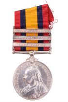 A Queen's South Africa Medal with three clasps to 2768 Pte M Elphinstone, 24th COY IMP YEO