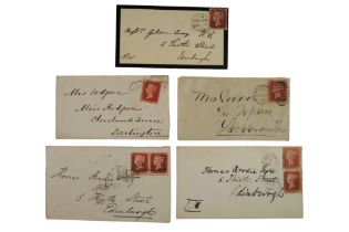 Five Victorian 1d Red stamp covers