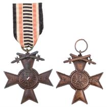 Two Great War German veterans' crosses
