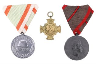An Imperial Austrian Wound Medal together with two Great War veterans' medals