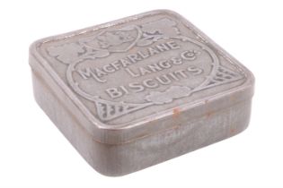 A late 19th / early 20th Century MacFarlane Lang & Co pocket biscuits tin, 8 cm x 8 cm x 2.5 cm