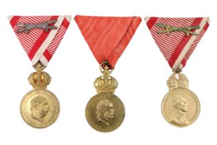 Three Imperial Austrian Military Merit Medals