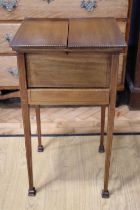 A Sheraton Revival string inlaid mahogany sewing table, 40 x 41 x 72 cm