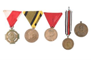 Five Imperial Austrian jubilee, anniversary and other medals