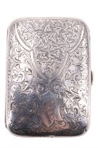 An Edward VII silver cigarette case, foliate and scroll engraved, Walker & Hall, Sheffield, 1902,