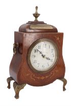 An early 20th Century fancy marquetry inlaid and brass mounted mantle clock by Walker & Hall,