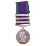 A General Service Medal with Northern Ireland, Borneo, and Radfan clasps to 23863999 Pte S