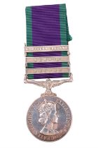 A General Service Medal with Northern Ireland, Borneo, and Radfan clasps to 23863999 Pte S