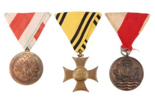 An Imperial Austrian Mobilization Cross together with a Tirol Medal and a Salzburg Disaster
