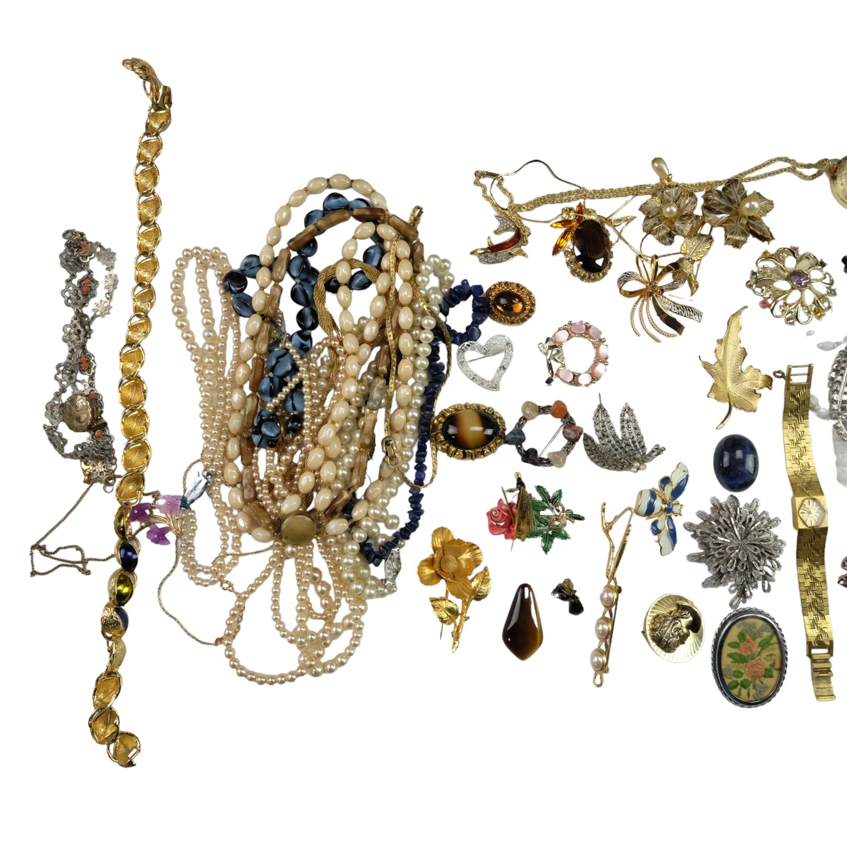 A quantity of vintage and later costume jewellery and watches together with a jewellery box and a - Image 2 of 3