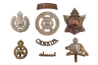 A small group of Canadian Expeditionary Force cap and other badges